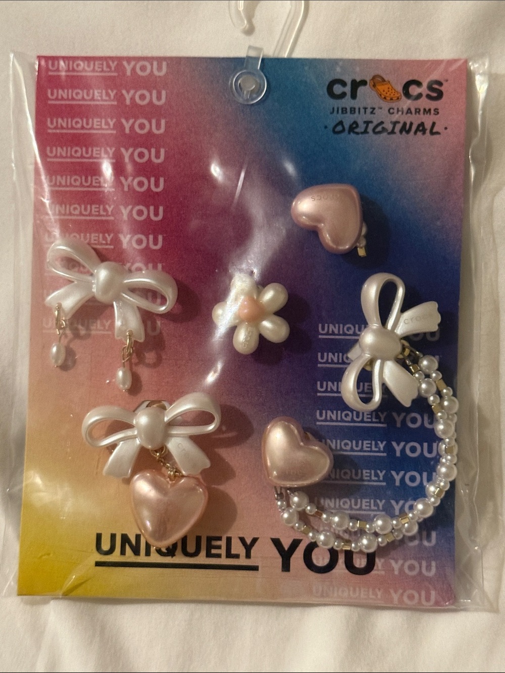 CROCS bows & pearl jibbitz